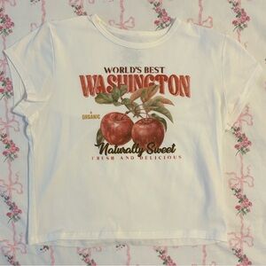 Marshalls White and Red Crop Top with Vintage Graphic